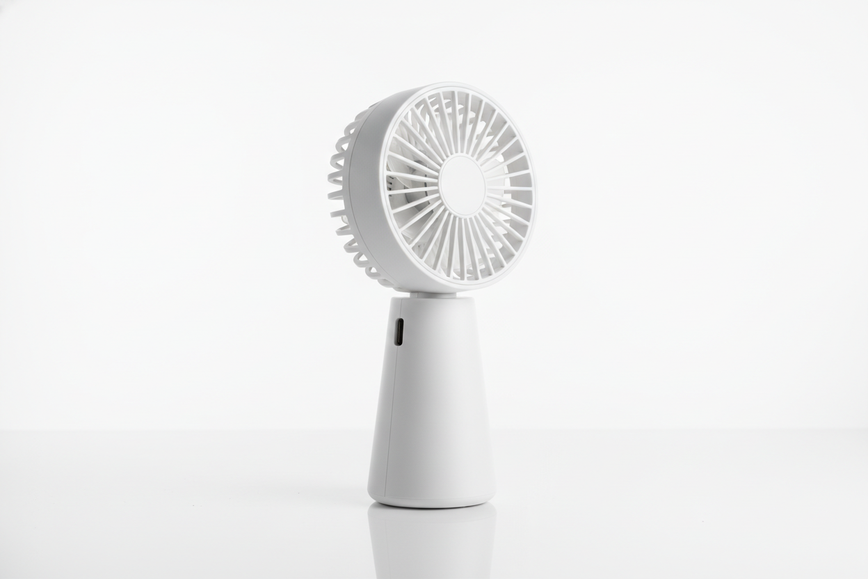 white portable mini fan